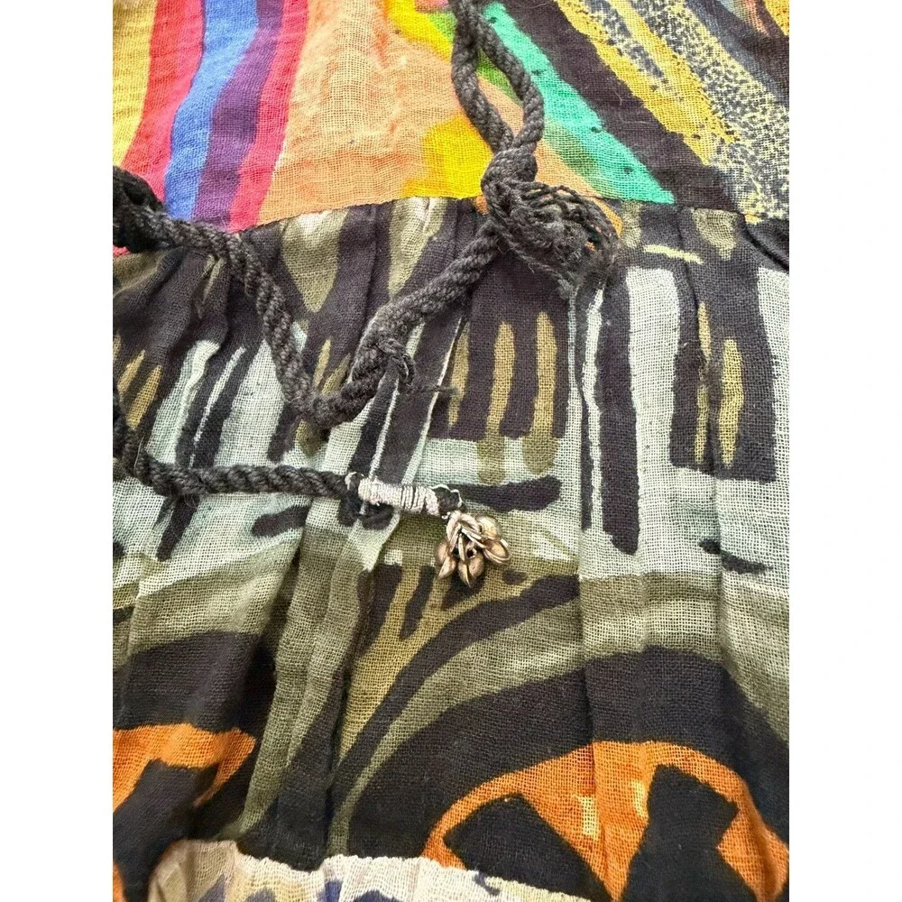 Patchwork Midi Skirt India One Size Mixed Prints Drawstring S M L XL Boho Cotton